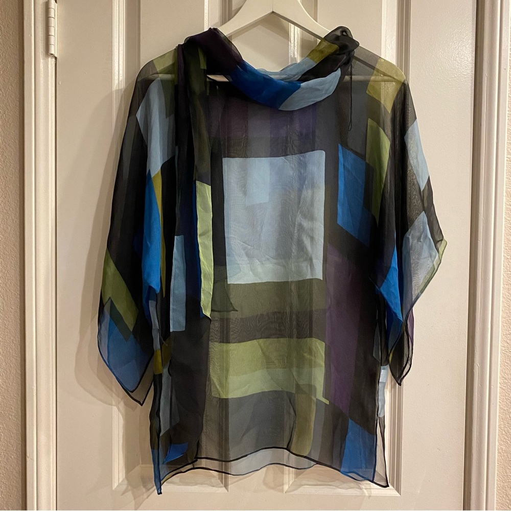 Dana Buchman Abstract Silk Shawl and Shirt Set